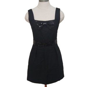 CT526a Forever 21 Little Black sleeveless Dress With Sequin Bow S/P